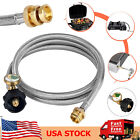 Propane Hose Solid Brass Adapter w/Gauge Gas Level Meter Outdoor Camping Stove