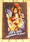 Captain Morgan Tin Metal Sign Poster Pinup Girl Spiced Rum Vintage Look Bar xz