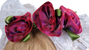 New ListingRibbonwork Rose Flower Wired Edge Ombre Millinery Applique Lot Sew Craft Trim R