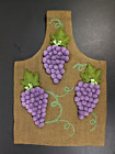 Vintage Burlap Tote Bag Green Purple Grapes Clusters MCM Bag Purse Market Bag