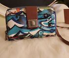 Sakroots Zip Wallet 'Born Into Peace'- Phone Holder Crossbody-Blue/White