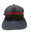 Vtg Porsche Hat Mens Black Strap Black Spell Out Racing Made USA K Products 90’s