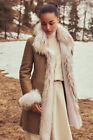 $1995 Overland Chantal Reversible Sheepskin Raccoon Fur Cream Coat Women’s Sz S