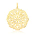 18k Solid Yellow Gold Circle Mandala Shaped Pendant for Necklace for Women