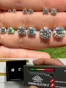 Real Moissanite Pushback Stud Earrings 14k Gold Plated 925 Silver Hip Hop 3-10mm
