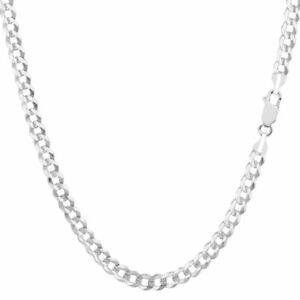 14K Solid White Gold Cuban Link Chain Necklace 2MM Men's Women 16