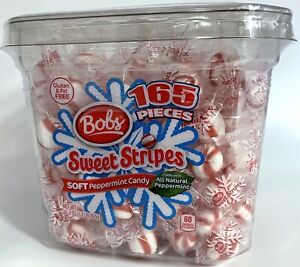 Bob's Soft Sweet Stripes Peppermint Candy 165 Count Tub Bulk Candies Mints Mint