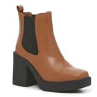 MIA Boots Women's Size 8 Cognac Square Toe Side-Zip Platform Block Heel