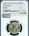 New Listing2004 D WISCONSIN STATE QUARTER EXTRA LEAF HIGH NGC MS67 PQ MAC SPOTLESS *