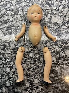 New ListingAntique Doll Body Wooden Composition Articulated Bisque Head Needs Repair