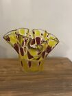 Handkerchief Glass Art Vase Multi Color Red And Yellow