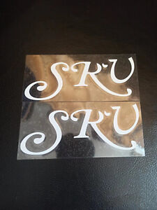 2Pcs White Vinyl UV Transfer RAISED Decals Sticker For SRV Guitar Headstock Logo