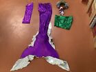Adult Custom Made Mermaid Tail With Monofin, Shorts And Hair Band, Size S/M