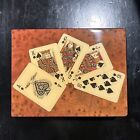Antique 2-Deck Wood Playing Card Box