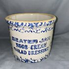 Vintage Clay City Pottery Indiana Beater Crock - Blue/White Kitchen Utensil Jar