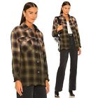 Free People Anneli Plaid Shirt Tobacco Combo Womens Size Large NEW