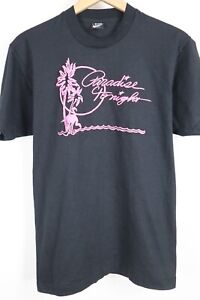 VTG 90's T Shirt Black Neon Pink Print Flamingo Made in USA Single Stitch M/L