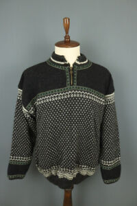 DALE OF NORWAY Sport Gray Wool 1/4 Zip Knit Ski Sweater Size 2XL