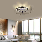 Modern Ceiling Fan Light Flush Mount Dimmable Lamp Chandelier LED+Remote Control