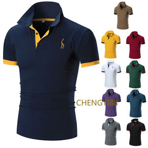 New Mens Polo Shirt T-Shirt Top Short Sleeve Contrast Colours S M L XL PL05