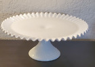 Vintage Fenton Hobnail Milk Glass Detailed Pedestal Cake Plate Stand 12 5/8