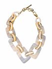 Layfayette 148 Resin Chain Link Bold Statement Necklace Cream Gold Modern Luxury