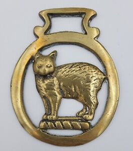 Vintage Horse Brass Medallion - Manx Cat