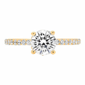 1.51 ct Round Cut Lab Created Diamond Stone Solid 14K Yellow Gold Ring