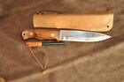 Original M.G. Bushcraft/Camp Knife. Desert Ironwood burl handle. Leather Sheath