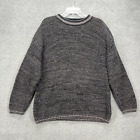 Vintage Weekends Sweater Mens Large Crewneck Pullover Gray Retro open Knit