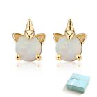 Buyless Fashion Girls 14K Rose Gold Plated Unicorn Earring Sterling Silver