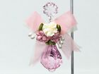 New ListingVintage Pink Christmas Ornament Beads Ribbon Bow Plastic Dew Drop Clear 4.5
