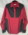 Cobra Italian Crimson Red Black Old West Style Cotton Shirt Snap Button Large L