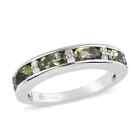 925 Sterling Silver Platinum Plated Moldavite Zircon Band Ring Jewelry For Women