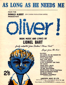 New Listing1960 As Long As He Needs Me Oliver Musical Lionel Bart Sheet Music Lionel Bart