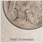1918/7 D Overdate Buffalo Nickel. Full Horn Details. Holo-restored Coin