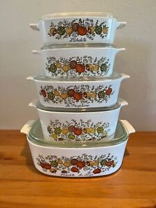 10 pc Set Vintage Corning Ware Spice of Life Casserole Baking Dishes with lids