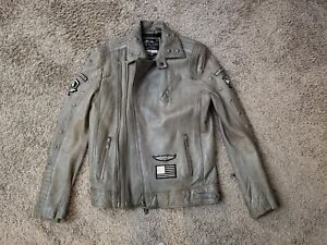AFFLICTION Black Premium Limited Edition, Men's Leather jacket, Gray, Size Med