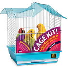 Double Roof Top Bird Cage Kit Water-Resistant Playtime Starter Small Medium Bird