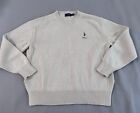 Polo Ralph Lauren Chunky Knit Sweater Pullover Crew Neck Pony Cotton Beige Med