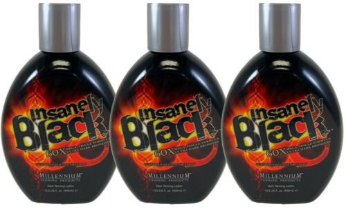 3-PACK Millennium INSANELY BLACK Hot Tingle 60X Dark Tanning Lotion -13.5 Oz EA