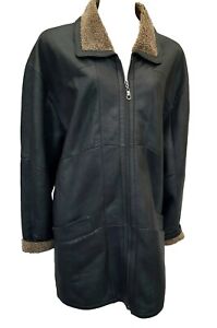 Real Sheepskin Shearling Unisex Vintage jacket Coat Man's size 50 Lady's 14/16