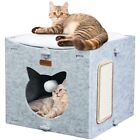 New ListingCat Bed for Indoor Cats Cube House, Covered Cat Cave Beds & Furniture with Re...