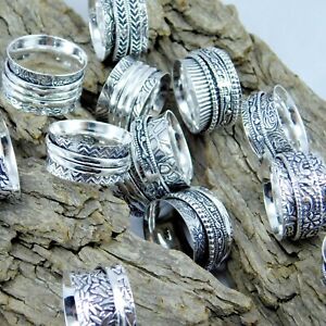 LOT !! 925 Silver Plated Mix Spinner Handmade Ethnic Jewelry Wholesale Ring