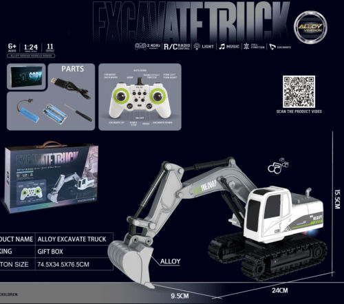 RC Excavator Remote Control Digger Alloy Construction Vehicle With Sound&Light