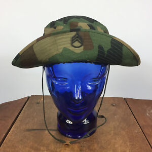 Vintage Army Military ERDL Boonie Green WWII Korean Vietnam War Hat Cap Camo
