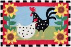 Jellybean Funky Chickens Hen Rooster Sunny Sunflowers Rug 30 X 20 Inches