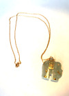Vintage 10K yellow gold chain necklacewith light green Jade Elephant pendant 18