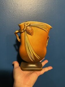 Roseville Pinecone Vase #121-7 Brown American Art Pottery