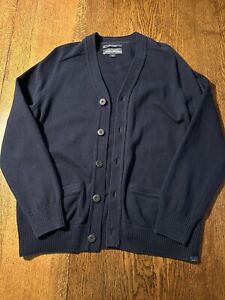 Eddie Bauer Men’s Large Cotton Cashmere Blend Cardigan Sweater Pockets Navy Blue